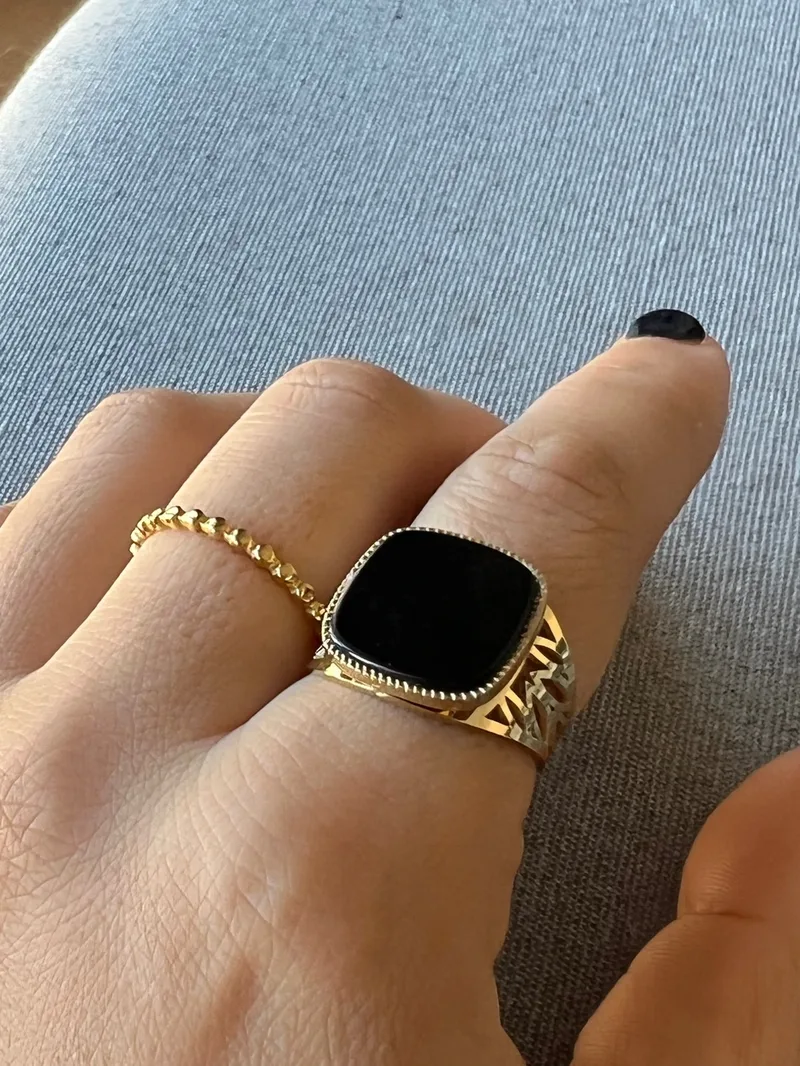 Bague ajustable noire Mireille