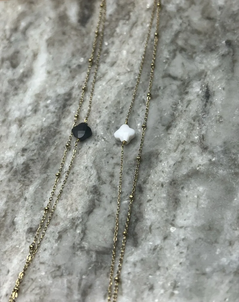 Bracelet Sabrina double (blanc/noir)