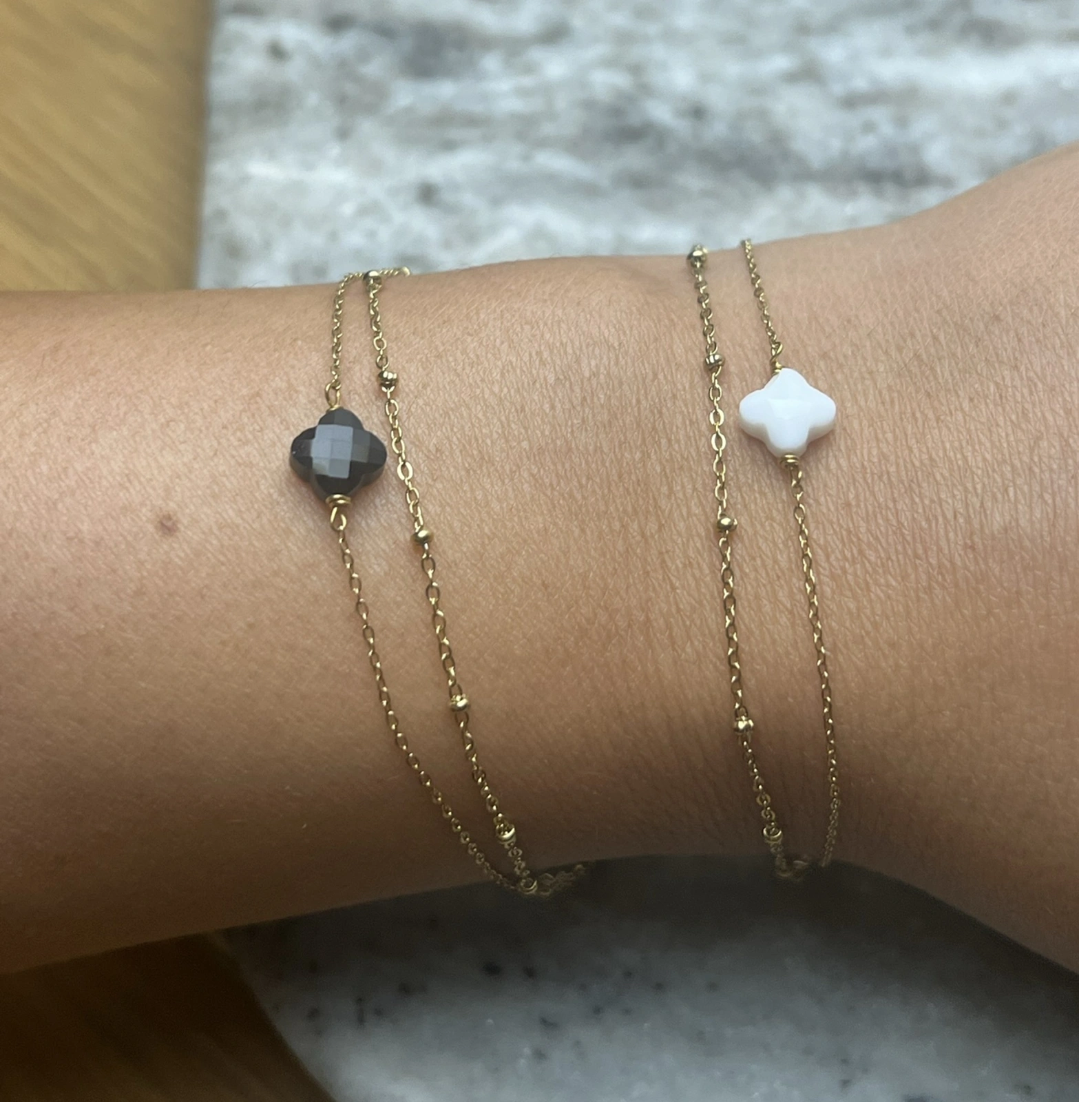Bracelet Sabrina double (blanc/noir)