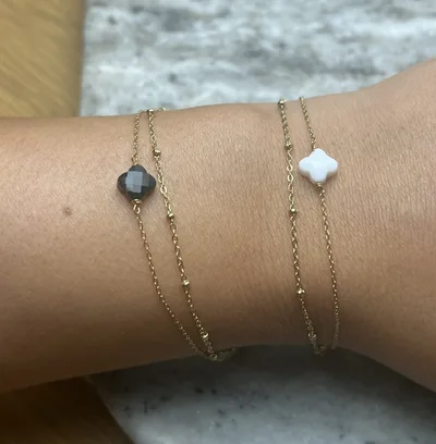 Bracelet Sabrina double (blanc/noir)
