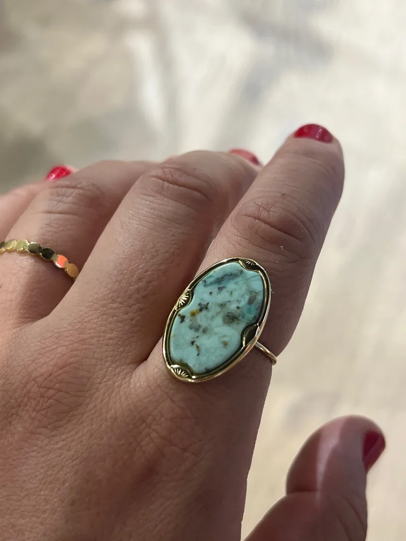 Bague ajustable Esmeralda (vert, grise nacrée et noire)