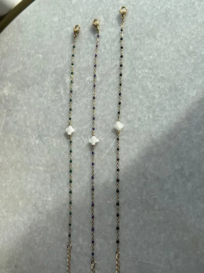 Bracelet Mona trèfle (kaki/bleu roi/ violet)
