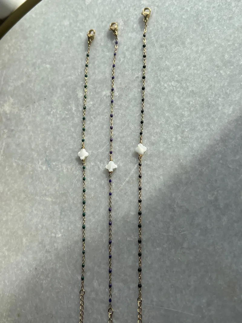 Bracelet Mona trèfle (kaki/bleu roi/ violet)