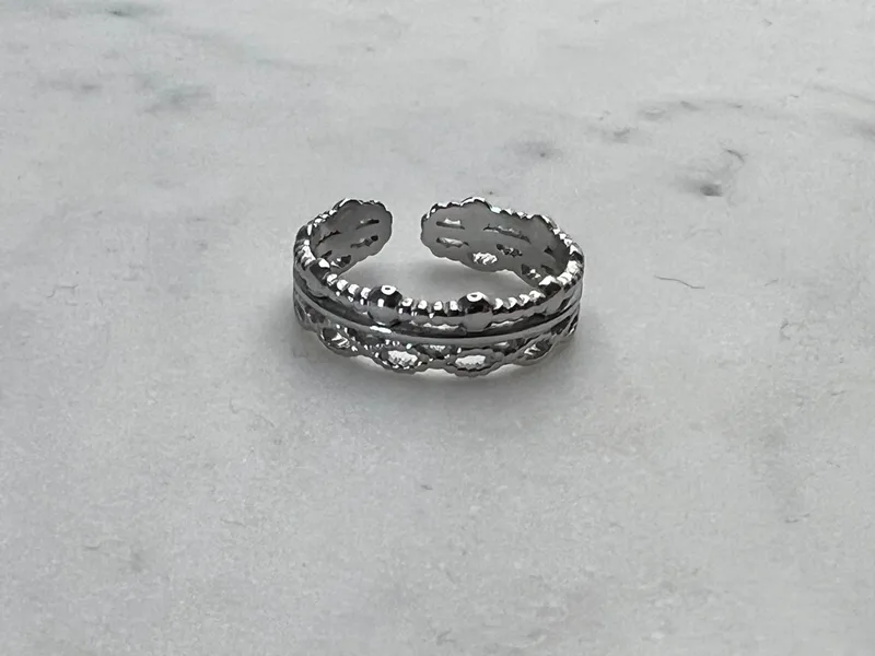 Bague ajustable Elise argentée