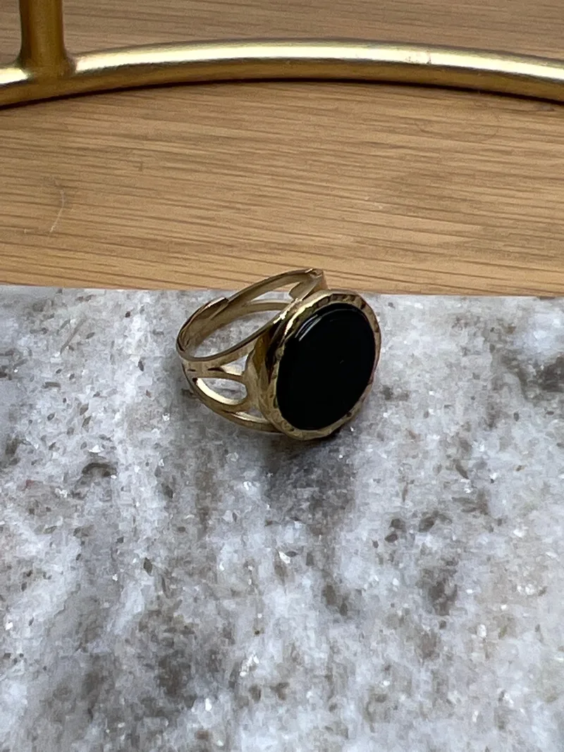 Bague ajustable Doris noire