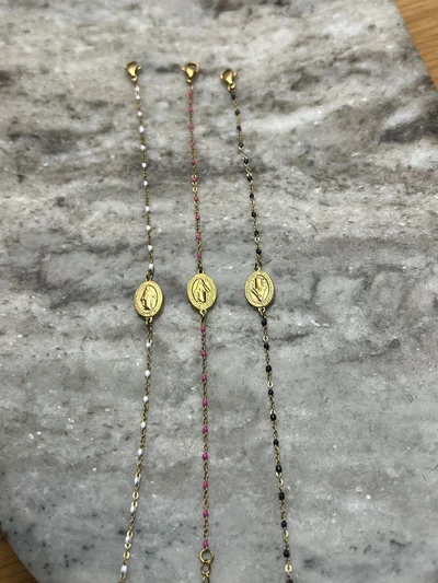Bracelet Mona Madone (Fushia, noir, blanc)