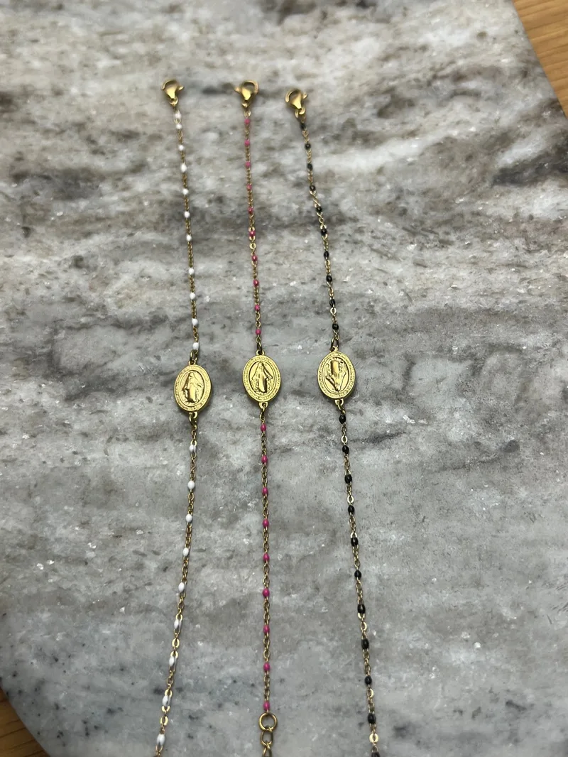Bracelet Mona Madone (Fushia, noir, blanc)