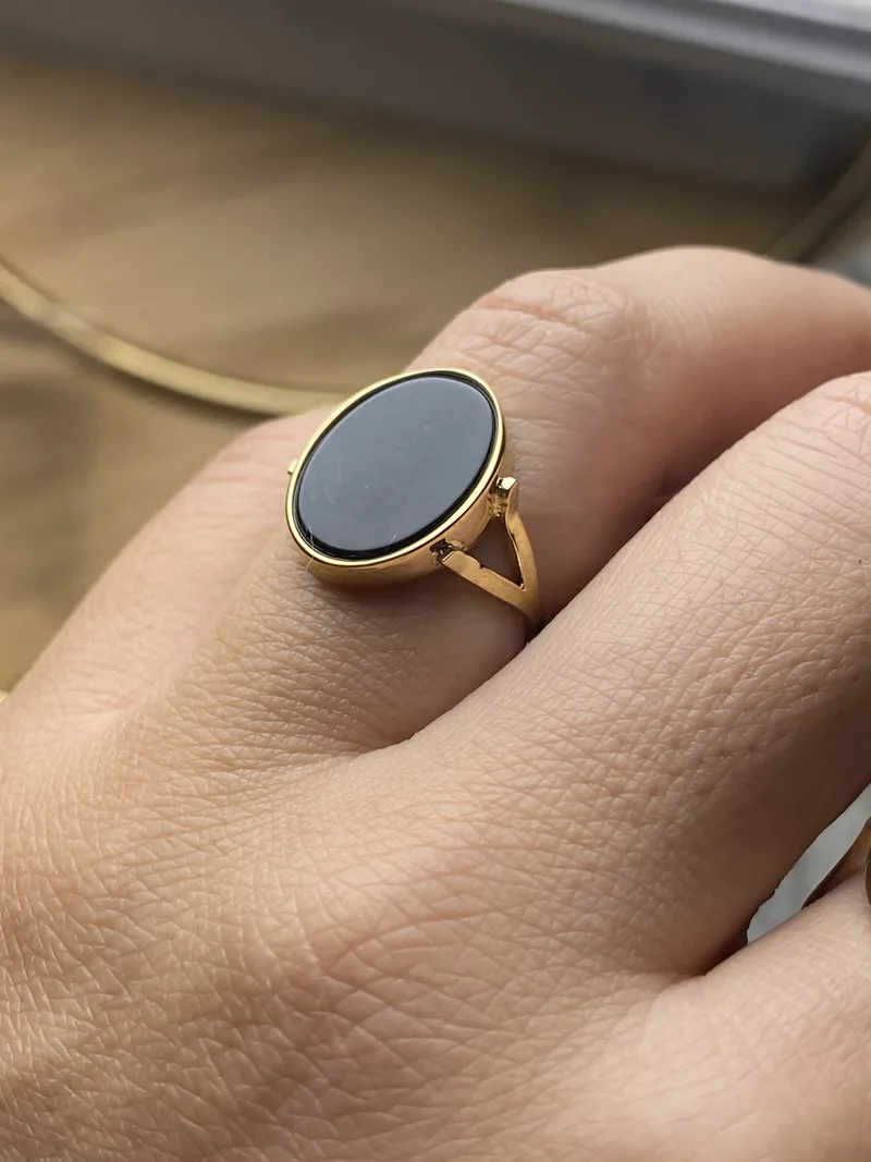 Bague Malia ajustable noire