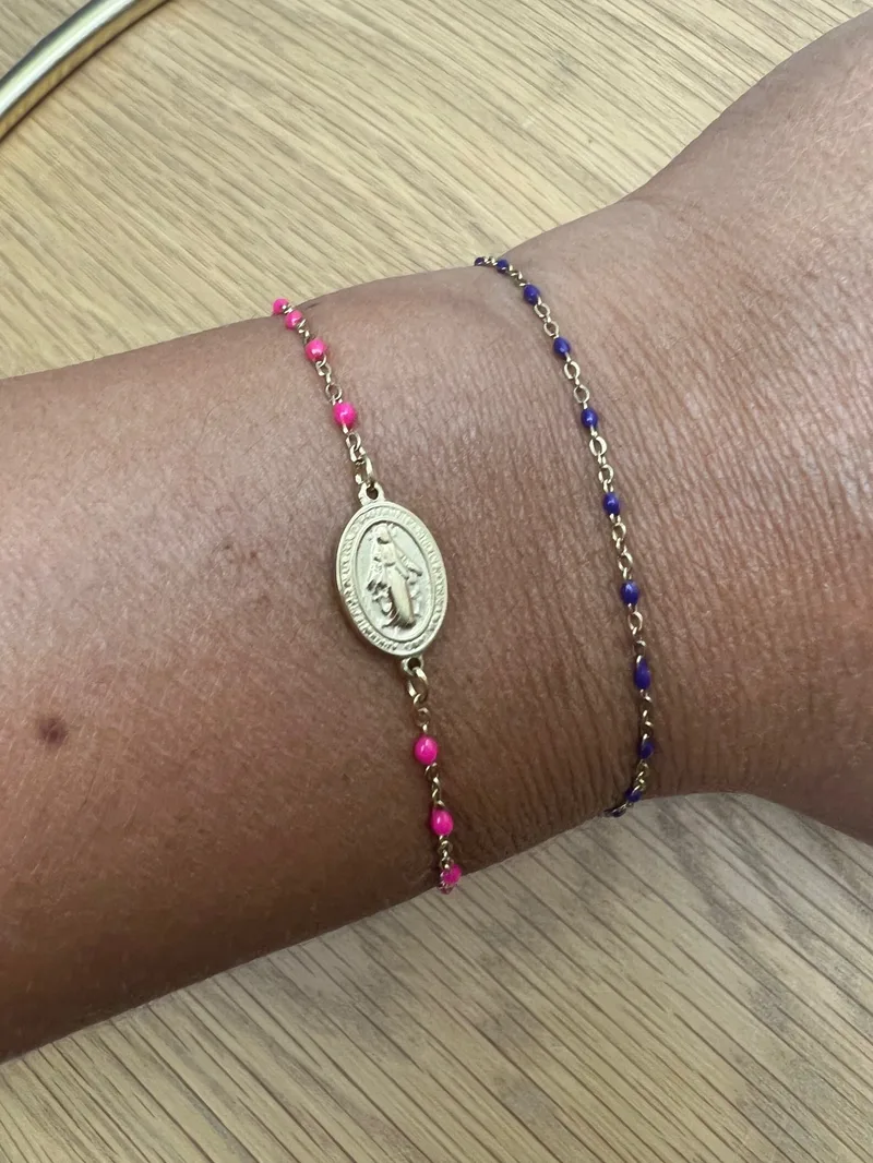 Bracelet Mona Madone (Fushia, noir, blanc)
