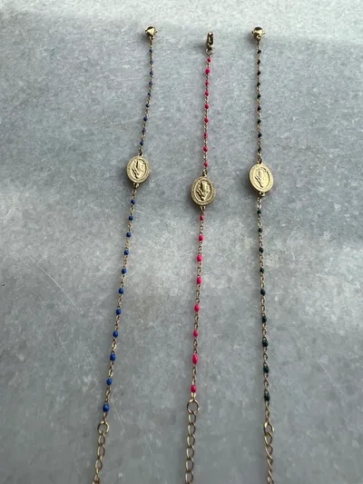 Bracelet Mona madone (kaki, violet/fushia/ bleu roi)