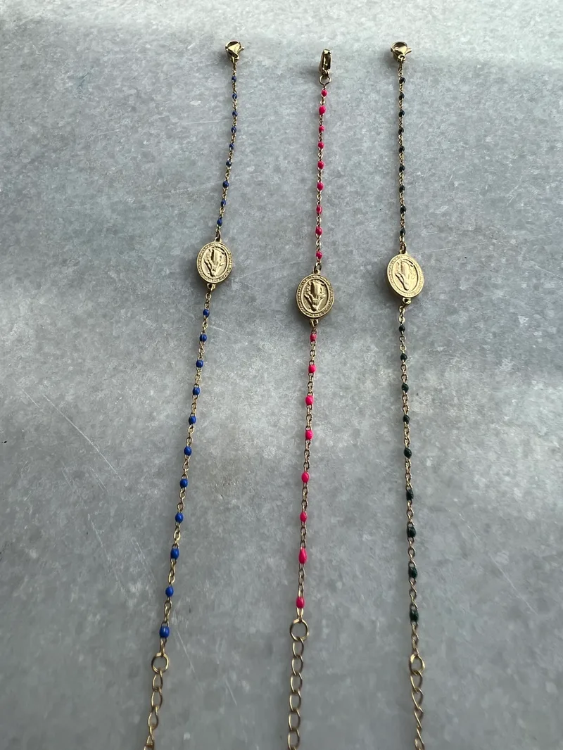 Bracelet Mona madone (kaki, violet/fushia/ bleu roi)