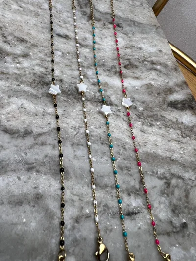 Bracelet Mona étoile (noir/blanc/turquoise/Fushia)